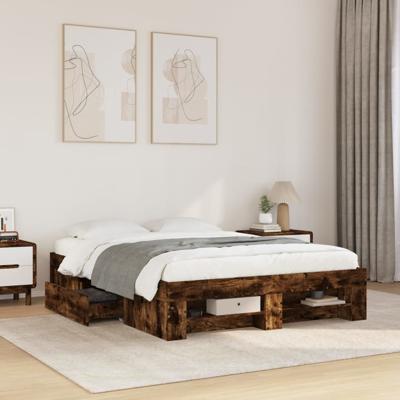Bedframe zonder matras hout gerookt eikenkleurig 120x200 cm