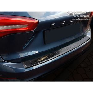 Zwart RVS Bumper beschermer passend voor Ford Focus IV Kombi 2018- 'Ribs' AV245193