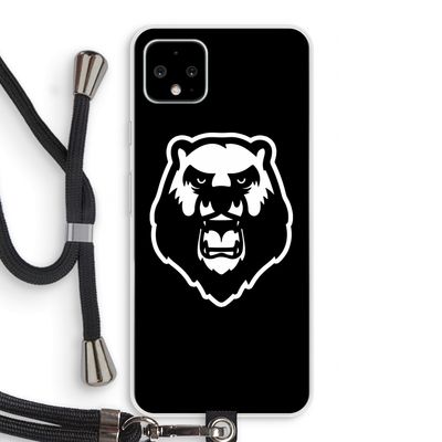 Angry Bear (black): Pixel 4 XL Transparant Hoesje met koord
