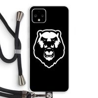 Angry Bear (black): Pixel 4 XL Transparant Hoesje met koord Angry Bear (black): Pixel 4 XL Transparant Hoesje met koord