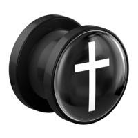 Tunnel met cross design Acryl Tunnels & Plugs