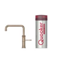 Quooker Classic Fusion Square Keukenkraan Set - Kokend Warm- en Koud Water - Messing Patina - met COMBI+ Reservoir