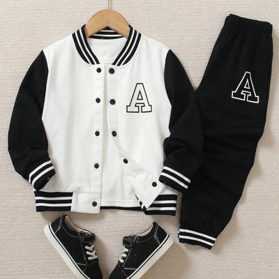 Boys 2-Piece Varsity Letter A Knit Jacket and Sweatpants Set White / 7Y