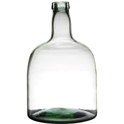 Vaas - fles vorm - transparant - B30 x H19 - glas - stijlvolle flessen bloemenvaas
