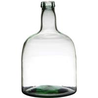 Vaas - fles vorm - transparant - B30 x H19 - glas - stijlvolle flessen bloemenvaas
