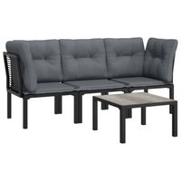 vidaXL 4-delige Loungeset poly rattan zwart en grijs