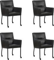 Set van 4 Donkerbruine leren moderne eetkamerstoelen Lucky - Granada leer Ebony (donkerbruin leer)