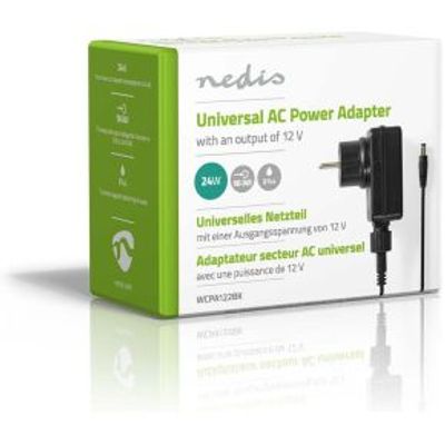 Universele AC-Stroomadapter | 24 W | 12 V DC | 1.80 m | 2.0 A | 1 plug(s) | Zwart