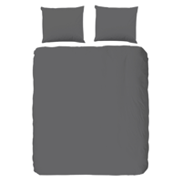 Dekbedovertrek Katoen Satijn Donkere Kleuren Effen 240x200 Cm Grijs Anti Allergie & Anti Huisstofmijt HIP - Dekbed-Discounter.nl