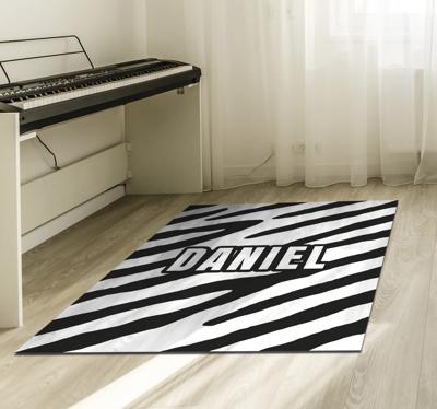 Gepersonaliseerd zebrapatroon Vinyl tapijt met naam