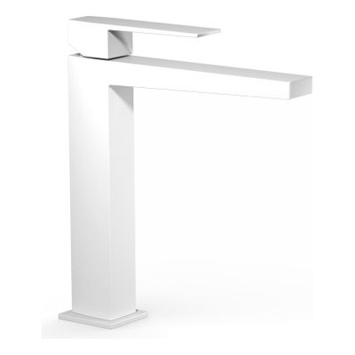 Wastafelkraan Tres Slim | Opbouw | Mengkraan | Hoog model | 1-hendel | Vierkant | Wit mat