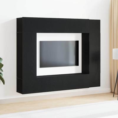 TV-kastenset 8 pcs Zwart eiken 190.5 x 28.5 x 151 cm