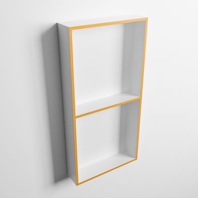 MONDIAZ EASY Nis 59,5x29,5cm in solid surface kleur Ocher | Talc. 2 vakken geschikt voor in- of opbouw