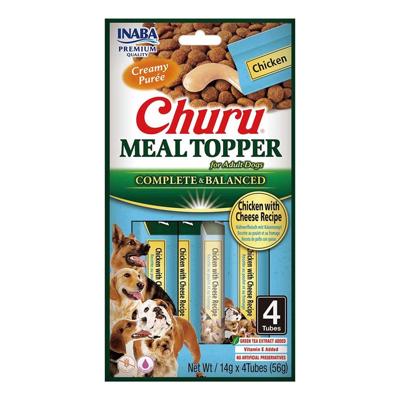 INABA Churu Meal Topper Chicken with cheese - traktatie voor hond - 4 x 14g