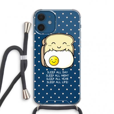 Sleep All Day: iPhone 12 mini Transparant Hoesje met koord