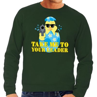 Fout paas sweater groen take me to your leader voor heren Fout paas sweater groen take me to your leader voor heren