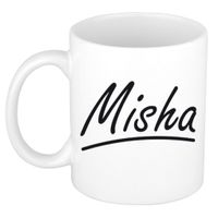 Naam cadeau mok / beker Misha met sierlijke letters 300 ml   -