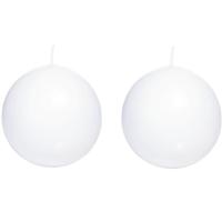 Trend Candles Bolkaars glad - 2x - wit - 7 cm - 16 branduren - ronde kaarsen