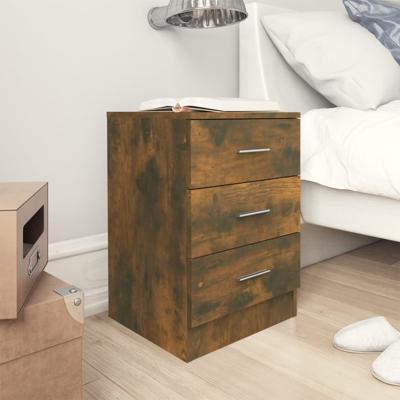 Nachtkastje 38x35x56 cm bewerkt hout gerookt eikenkleurig