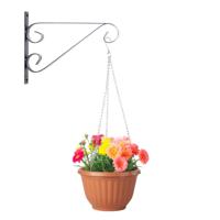 Hangpot + Muurhaak Imola - terracotta - D25 cm - kunststof - metaal - tuinaccessoires
