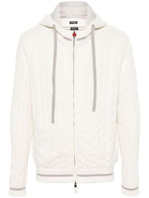 Kiton pull en maille torsadée à capuche - Tons neutres