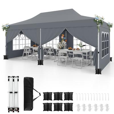 300 x 600 cm Paviljoen met 6 Afneembare Zijwanden UV-Bescherming 50+ Partytent Tuinpaviljoen voor Feesten Bruiloften Grijs