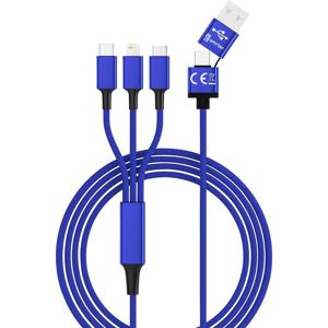 Smrter USB-laadkabel USB 2.0 USB-A stekker, USB-C stekker, Apple Lightning stekker, USB-micro-B stekker 1.20 m Blauw SMRTER_HYDRA_ULT_NB