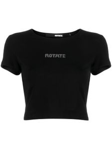 ROTATE BIRGER CHRISTENSEN t-shirt crop à ornements en cristal - Noir