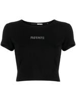 ROTATE BIRGER CHRISTENSEN t-shirt crop à ornements en cristal - Noir - thumbnail