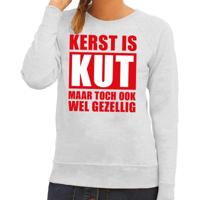 Bellatio Decorations Foute Kersttrui - Kerst is kut maar toch ook wel gezellig - grijs - voor dames