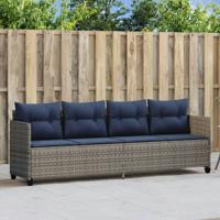 Ligbed met kussen poly rattan grijs