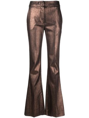 Genny pantalon évasé à fini métallisé - Marron