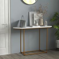 HOMCOM Artdeco consoletafel met marmereffect, wit en goud