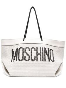 Moschino sac porté épaule tressé à logo imprimé - Blanc