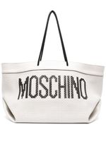 Moschino sac porté épaule tressé à logo imprimé - Blanc - thumbnail