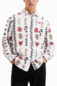 Oversized shirt met "Viva la vida" - WHITE - L