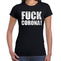 Fuck corona t-shirt zwart voor dames om te staken / protesteren 2XL  -
