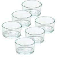 Trend Candles theelichthouder - 6x - glas - transparant - 4x3 cm - waxinelicht