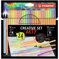 STABILO ARTY Creative Set Pen 68 & point 88 combi etui 24 stuks
