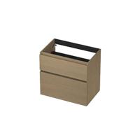 INK - Onderkast 2 Laden Greeploos met Houten Keerlijst A-symmetrisch - 700x450x650 Mm - Olijf Eiken