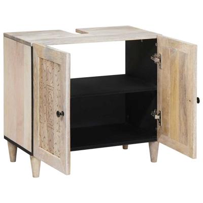 Badkamer Kast met opslag Wit 62 x 33 x 58 cm Massief Mango Hout