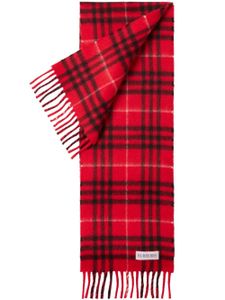 Burberry écharpe frangée en cachemire à carreaux - Rouge