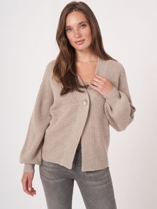 Grof ribgebreid vest met V-hals