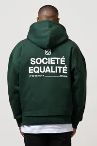 Equalité Societé Oversized Full Zip Hoodie Donkergroen - Maat XXS - Kleur: Donkergroen | Soccerfanshop