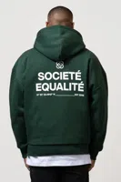 Equalité Societé Oversized Full Zip Hoodie Donkergroen - Maat XXS - Kleur: Donkergroen | Soccerfanshop