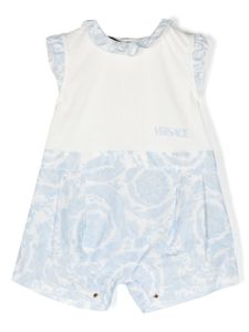 Versace Kids short en coton à imprimé Barocco - Blanc