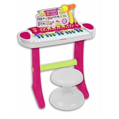 Bontempi Keyboard Staand met Microfoon en kruk roze/groen Bontempi Keyboard Staand met Microfoon en kruk roze/groen