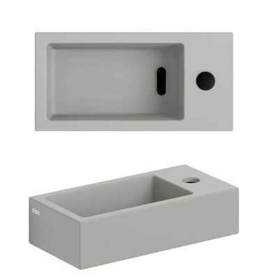 Clou Flush 3 Fontein Met Kraangat Rechts Mat Grijs Keramiek 36 cm