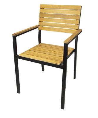 Milo stapelbare tuinstoel met teak en Zwart frame