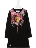 Philipp Plein Junior robe à fleurs et ornements - Noir